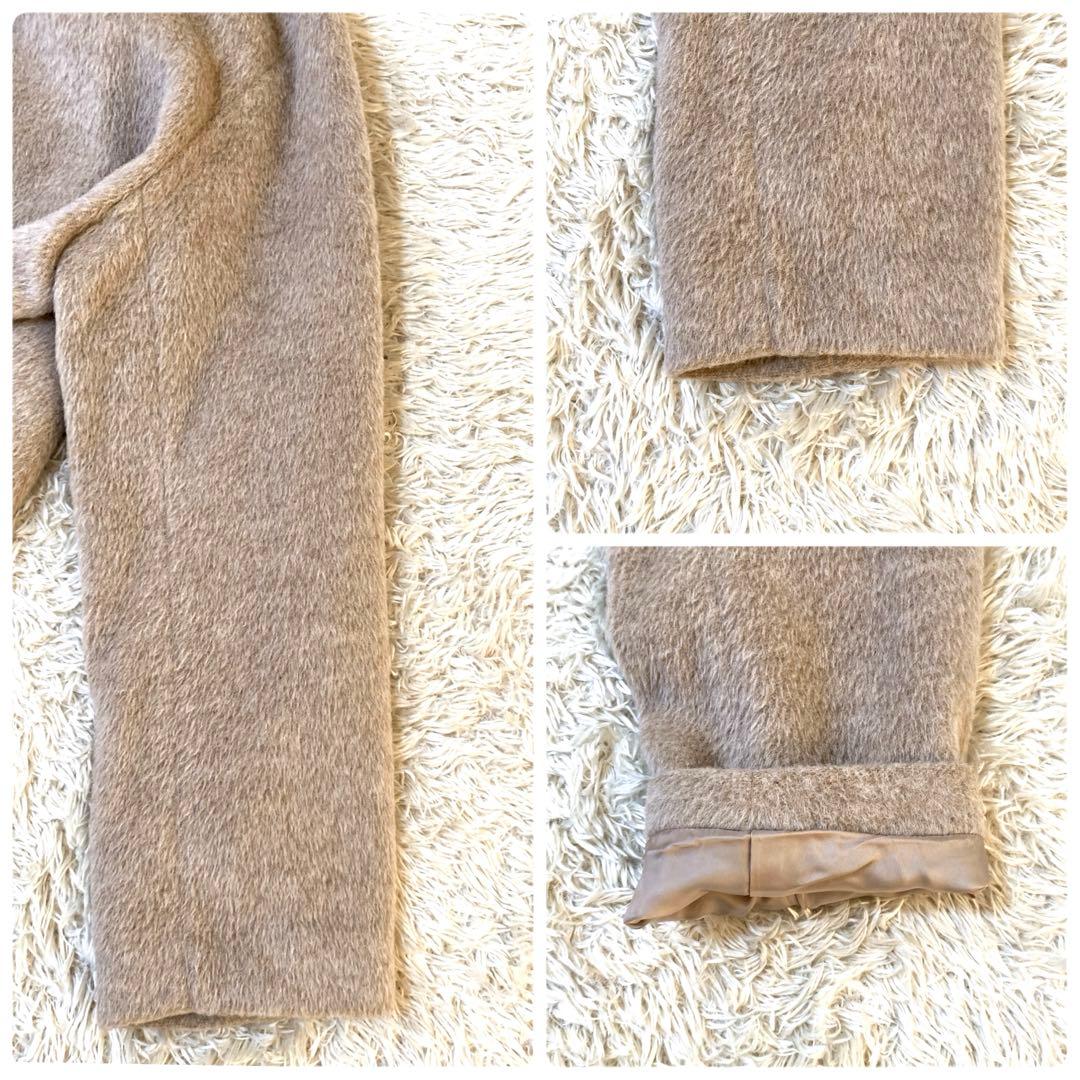 美品】Plage アルパカ混シャギーフードコート ロング丈 36M相当 日本製