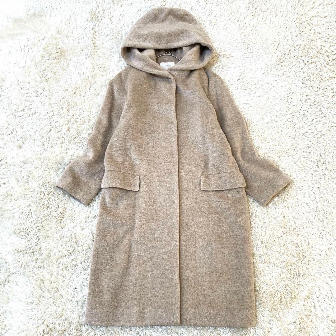 美品】Plage アルパカ混シャギーフードコート ロング丈 36M相当 日本製