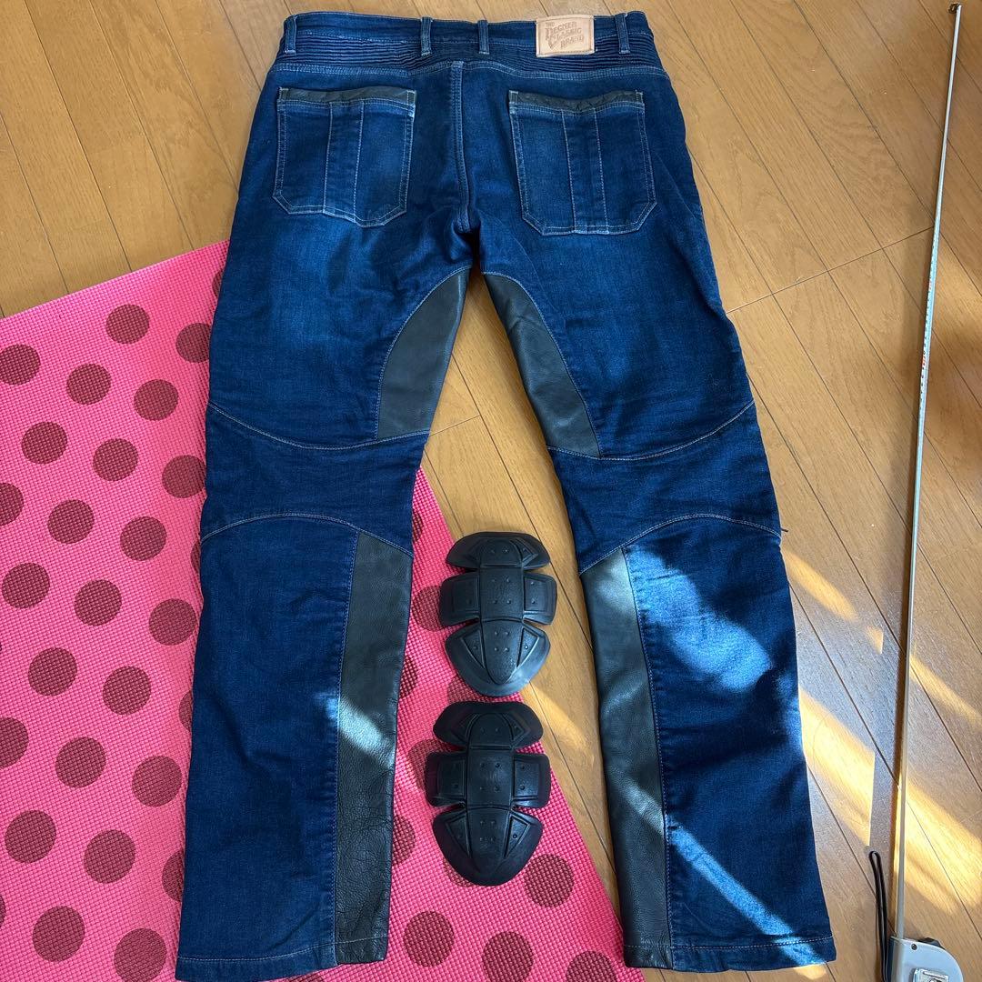DEGNER✦デグナーデニム×レザーパンツヒートガード付きライディングパンツXL