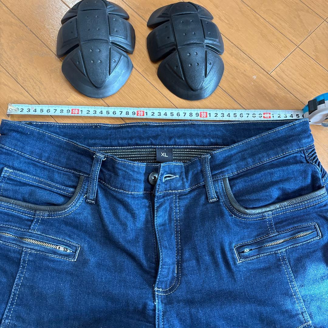 DEGNER✦デグナーデニム×レザーパンツヒートガード付きライディングパンツXL