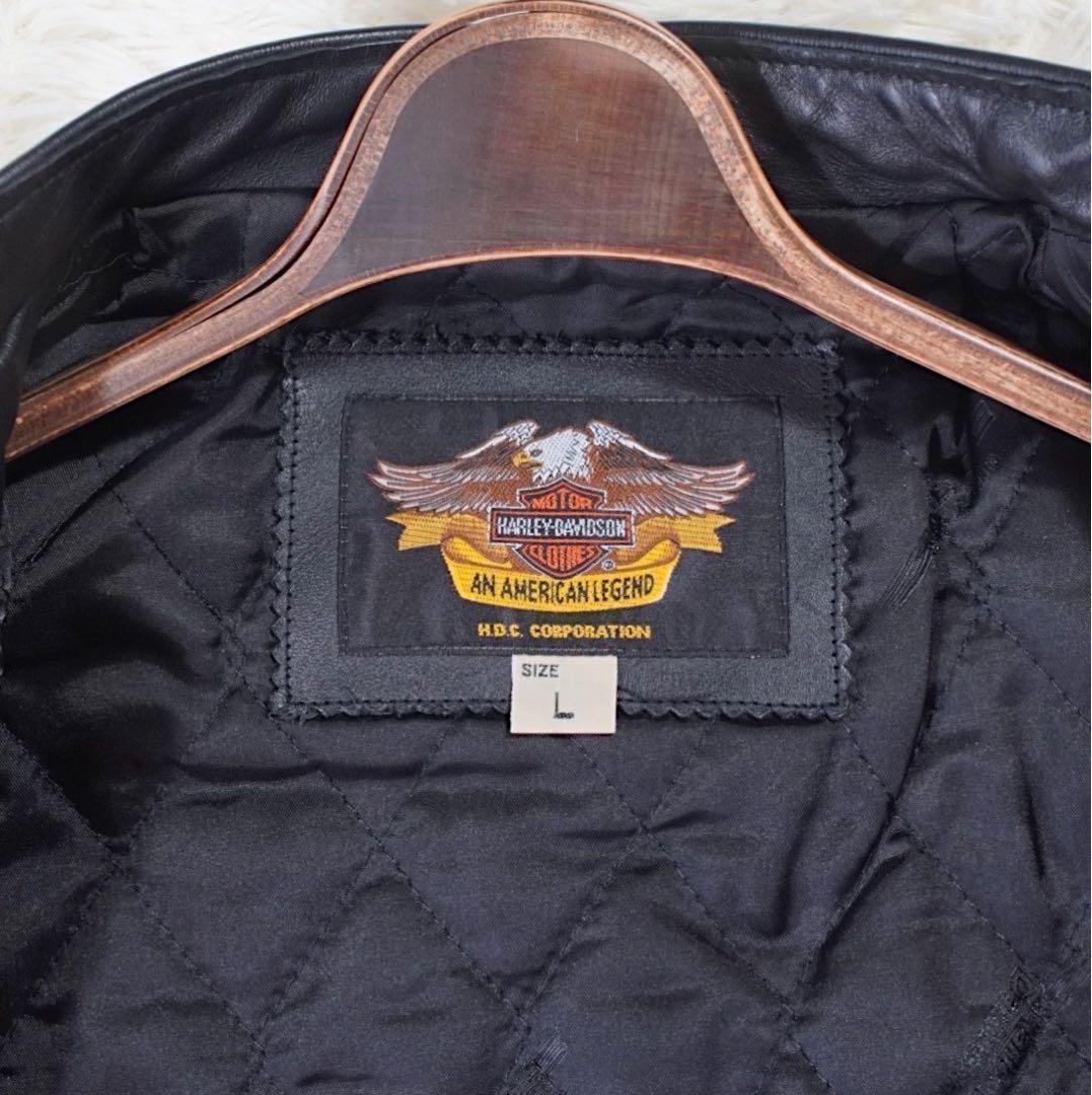 黄金サイズ《Harley-Davidson》シングルライダースジャケット(L)黒