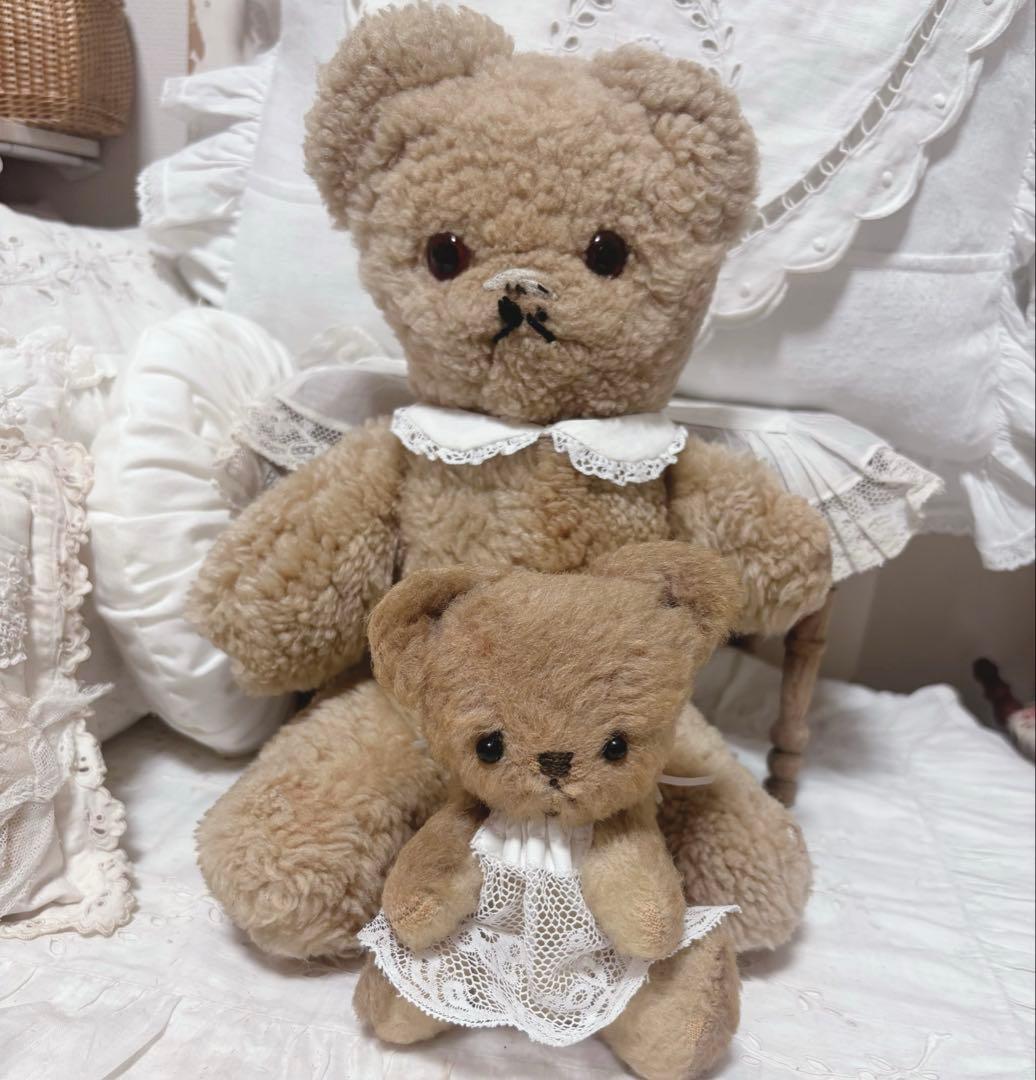 小さい子 ヴィンテージベア アンティークベア エプロン付き