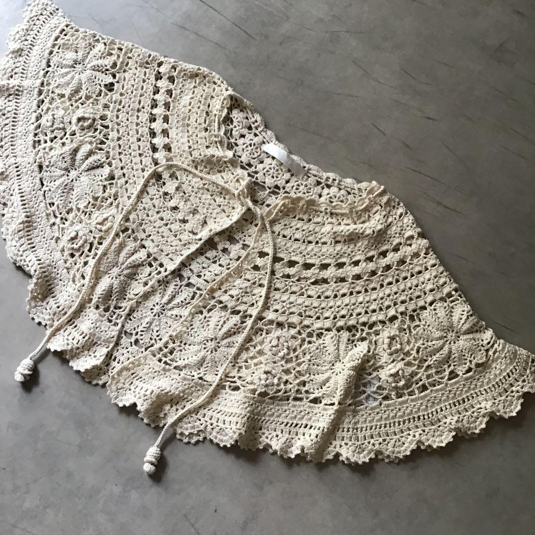 PINK HOUSE ピンクハウス 袖ありケープ アイボリー 綿100%