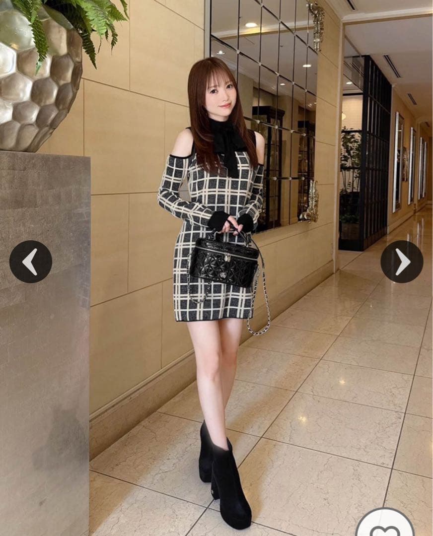 ミシェルマカロン michellMacaron チェックリボンニットワンピース