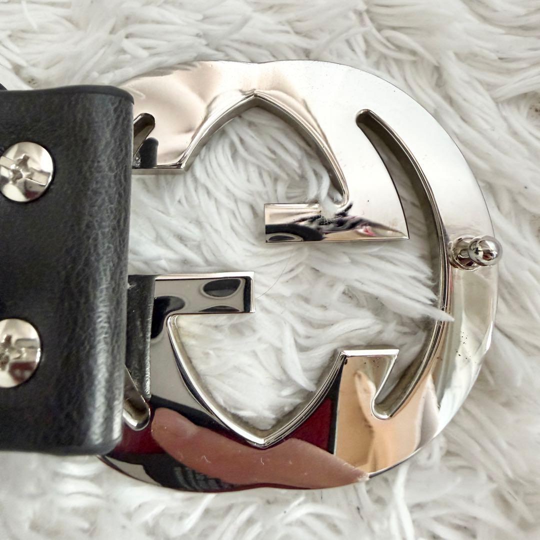 【極美品】GUCCI ベルト インターロッキング GG デカロゴ シルバー 黒