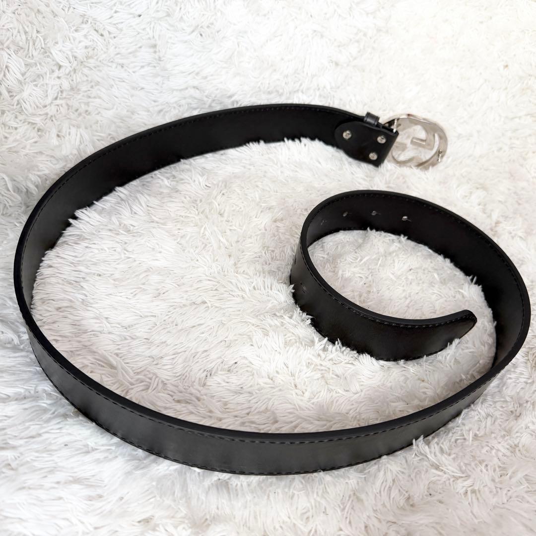 【極美品】GUCCI ベルト インターロッキング GG デカロゴ シルバー 黒
