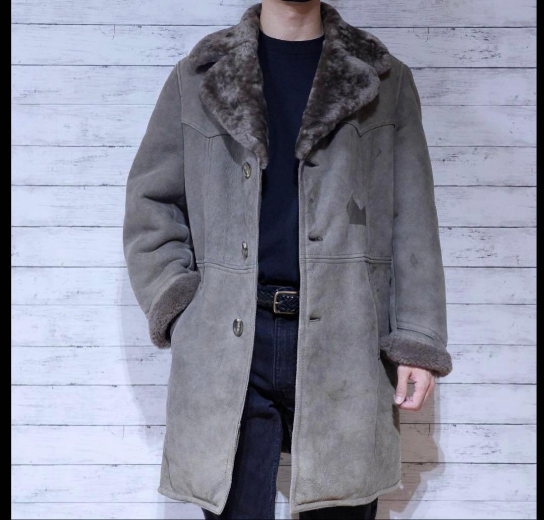 ヴィンテージ シープスキン スエードレザーリアルムートンチェスター