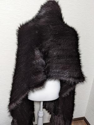 103　特大　毛皮ニッティング　ミンク　フォックス　ショール　ポンチョ　ストール