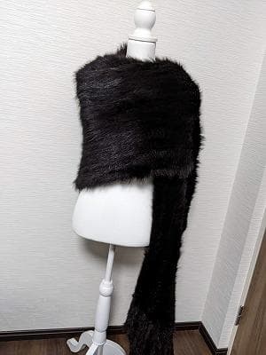 103　特大　毛皮ニッティング　ミンク　フォックス　ショール　ポンチョ　ストール