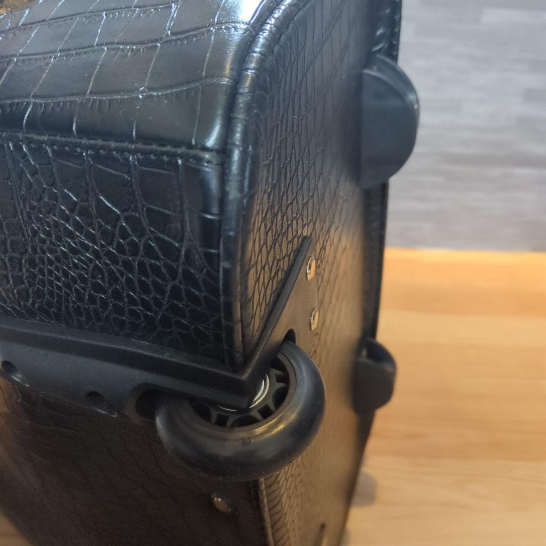 cooco クーコ　クロコ型押しキャリーカート　アルミハンドル　2way 黒