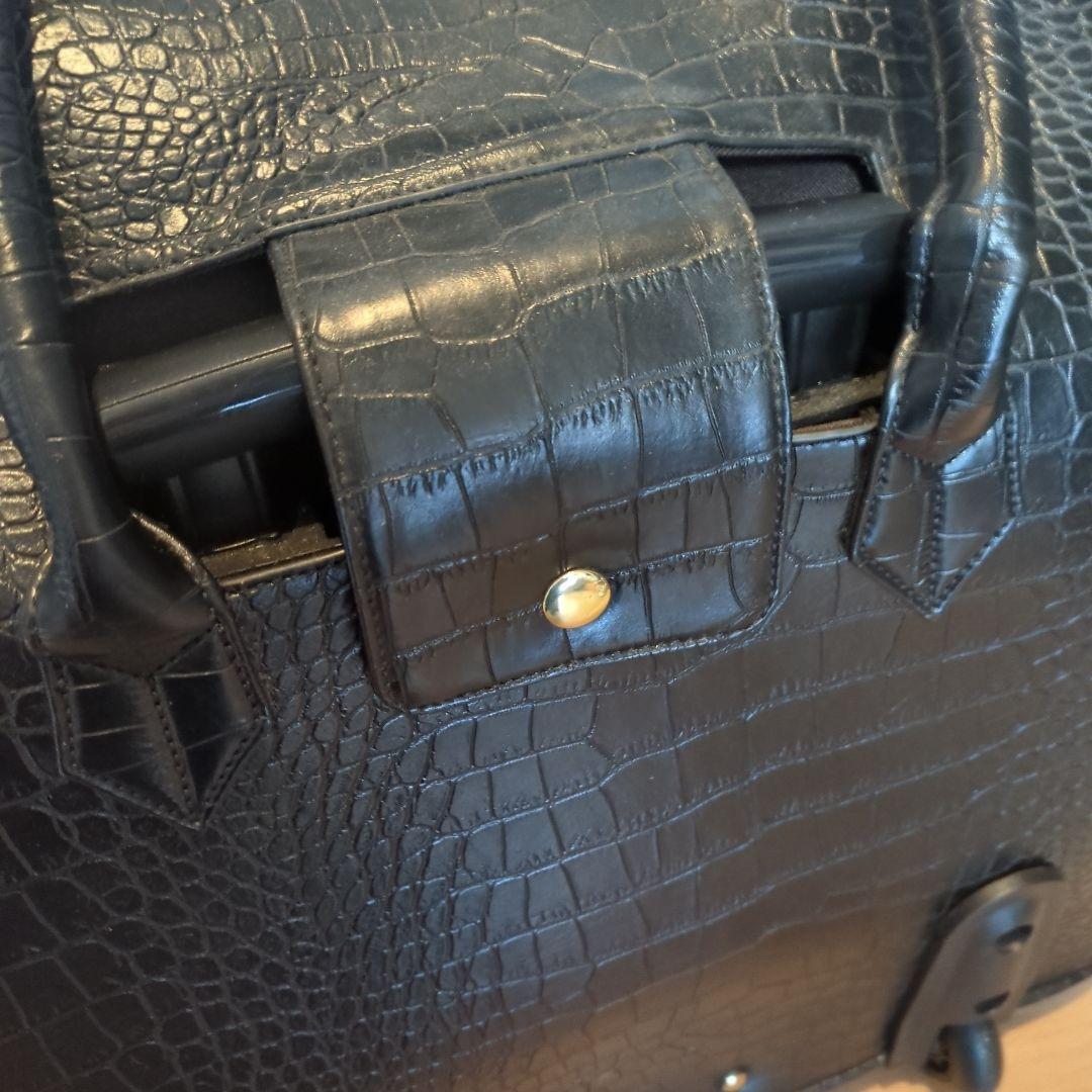 cooco クーコ　クロコ型押しキャリーカート　アルミハンドル　2way 黒