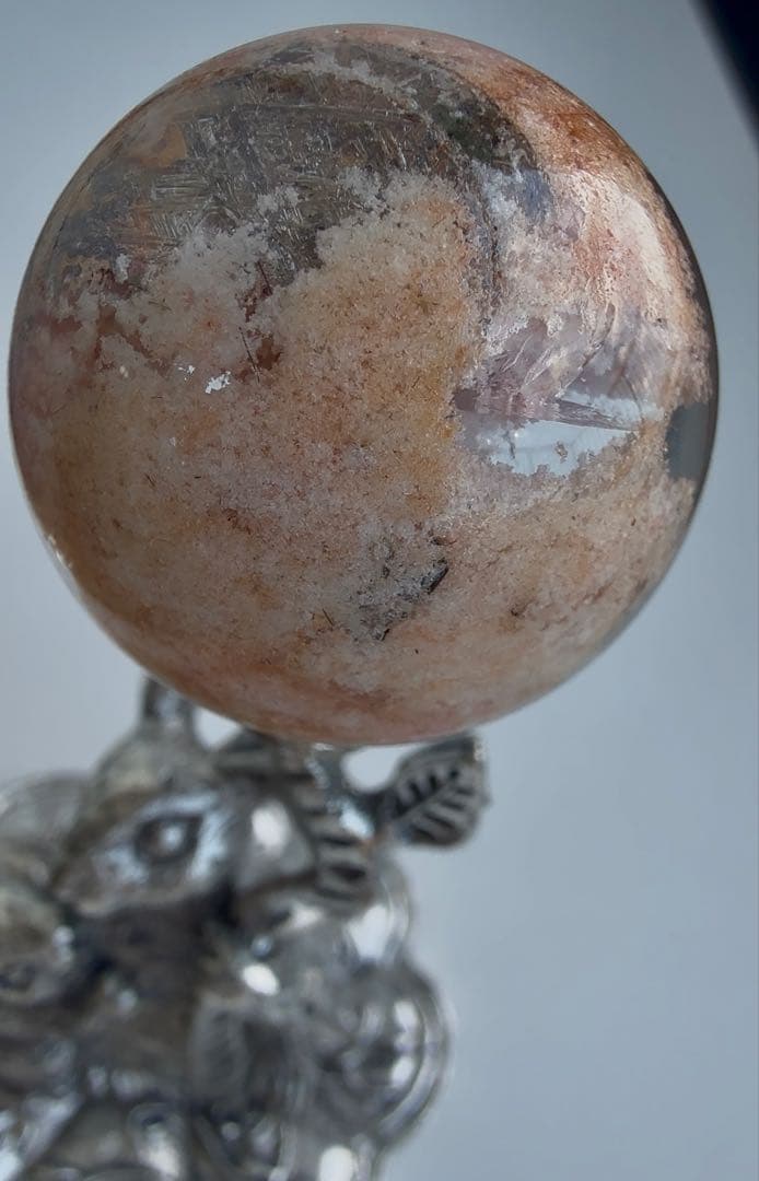 ガーデンクォーツ　天然石　ピンクガーデン　ルチル入り　スフィア