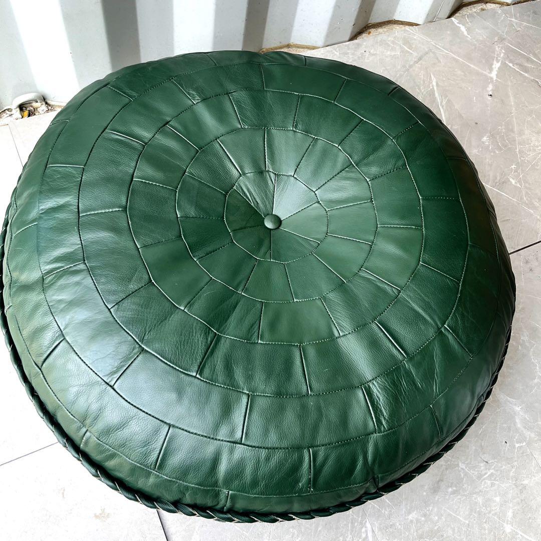 取付無料！カンディハウス グリーン本革 カワクッション 円形レザー