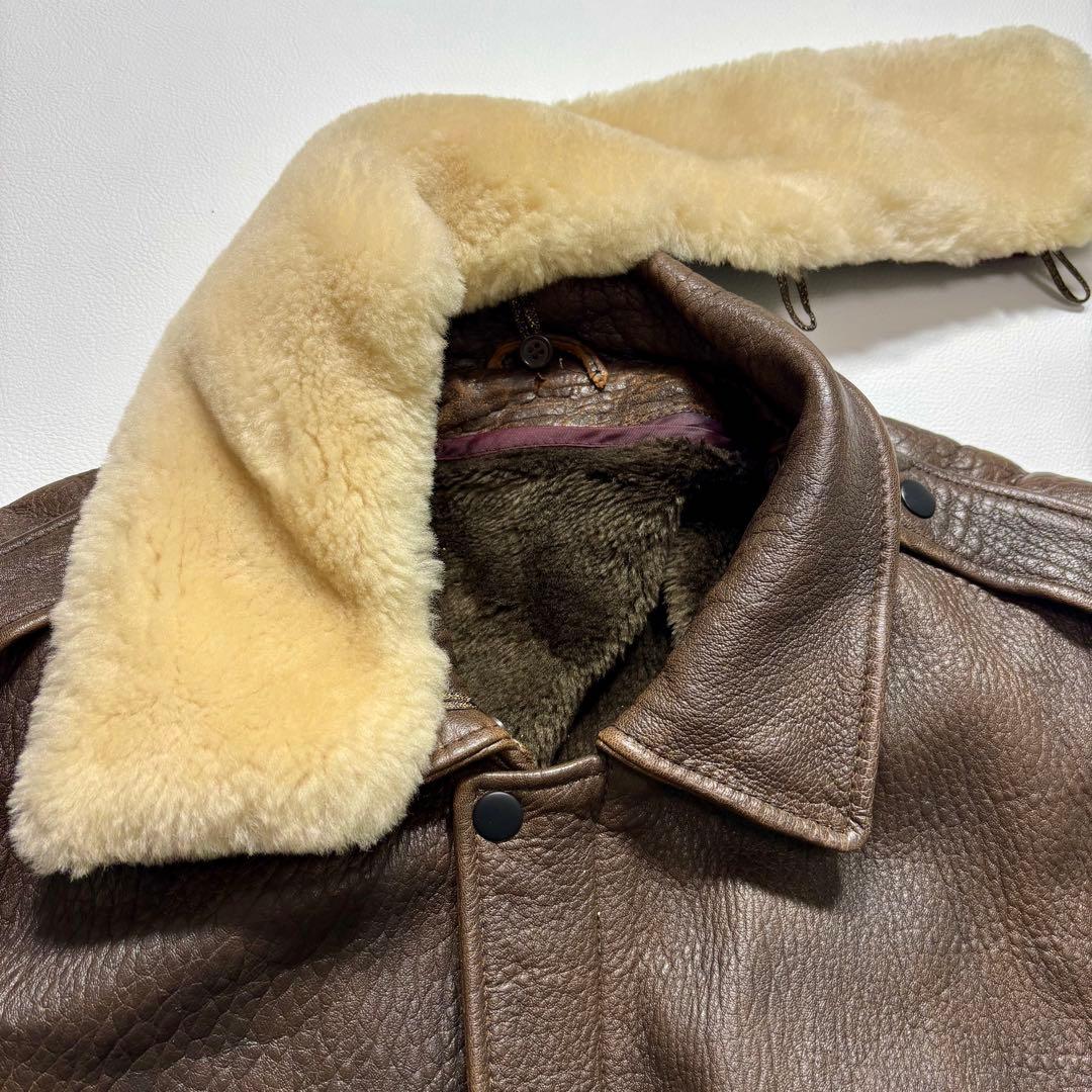 G-1 A-2 ラムレザー フライト ジャケット ブラウン ライナー付き L相当