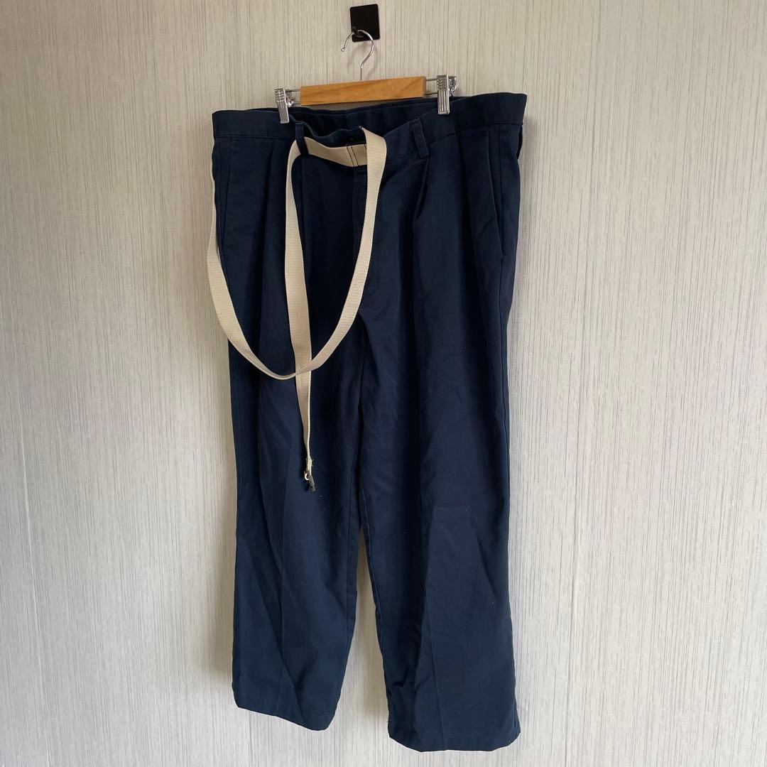 ♯ メゾンエウレカ　ヴィンテージ　リワークチノ　ワイドパンツ　ラップ　ネイビーS