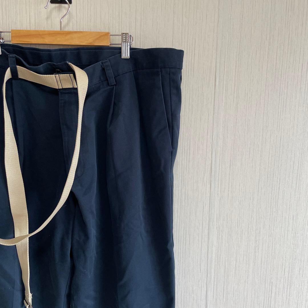 ♯ メゾンエウレカ　ヴィンテージ　リワークチノ　ワイドパンツ　ラップ　ネイビーS