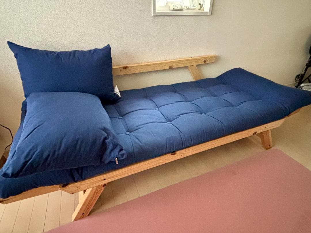 Norzy 北欧風 ソファベッド ネイビー カバー2枚付き たのメル便対応