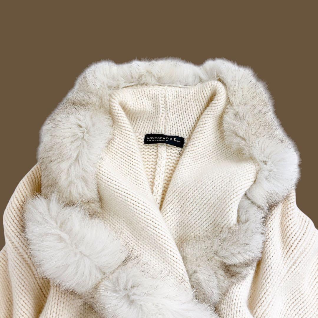 10T227☆ NOVESPAZIO 秋冬 ファーコート ポンチョ ハーフコート