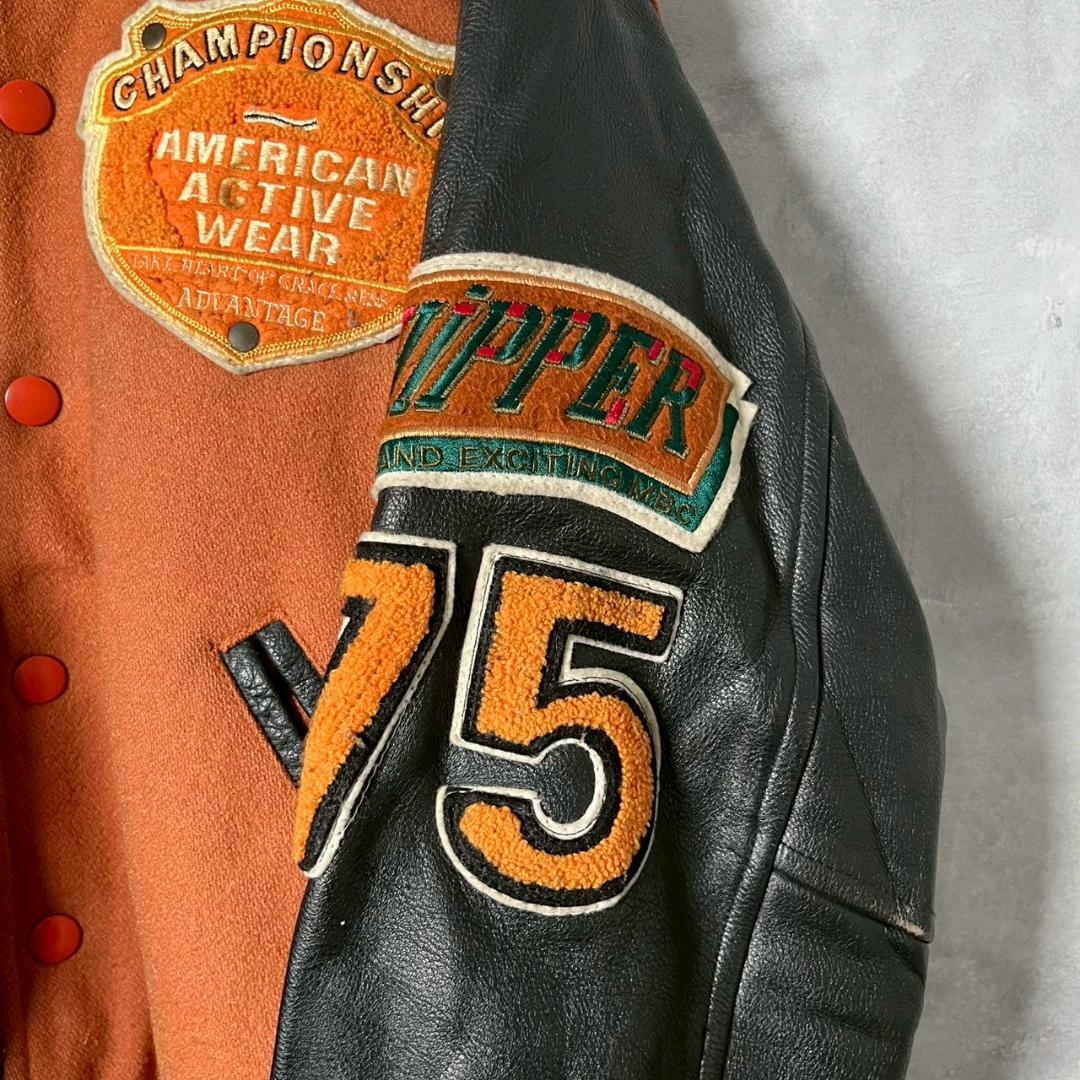 vintage 古着 レザースタジャン ブルドッグ ワッペン　PM30