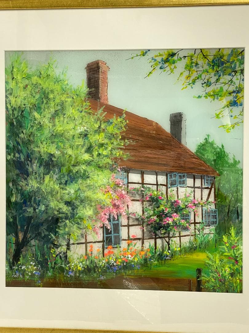 大野剛正　アクラス画 油彩画　額付