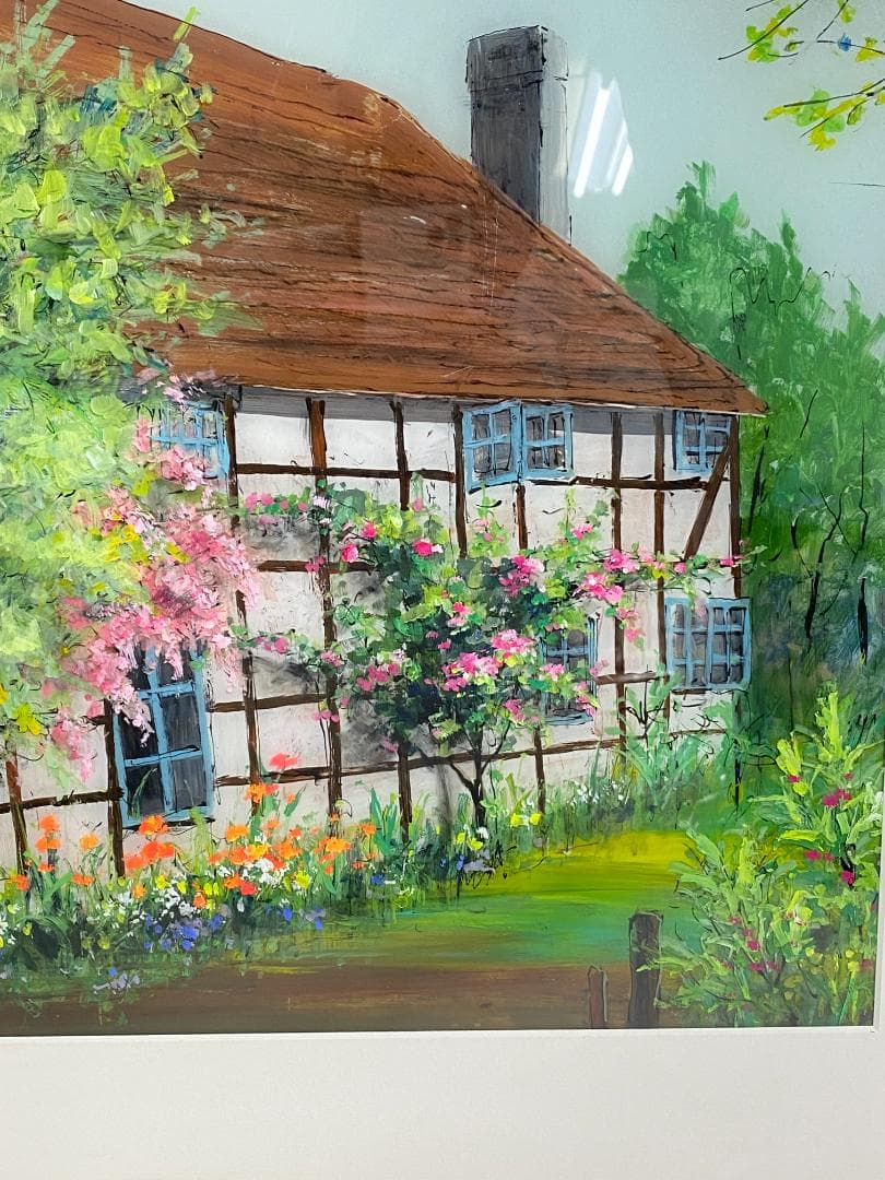 大野剛正　アクラス画 油彩画　額付