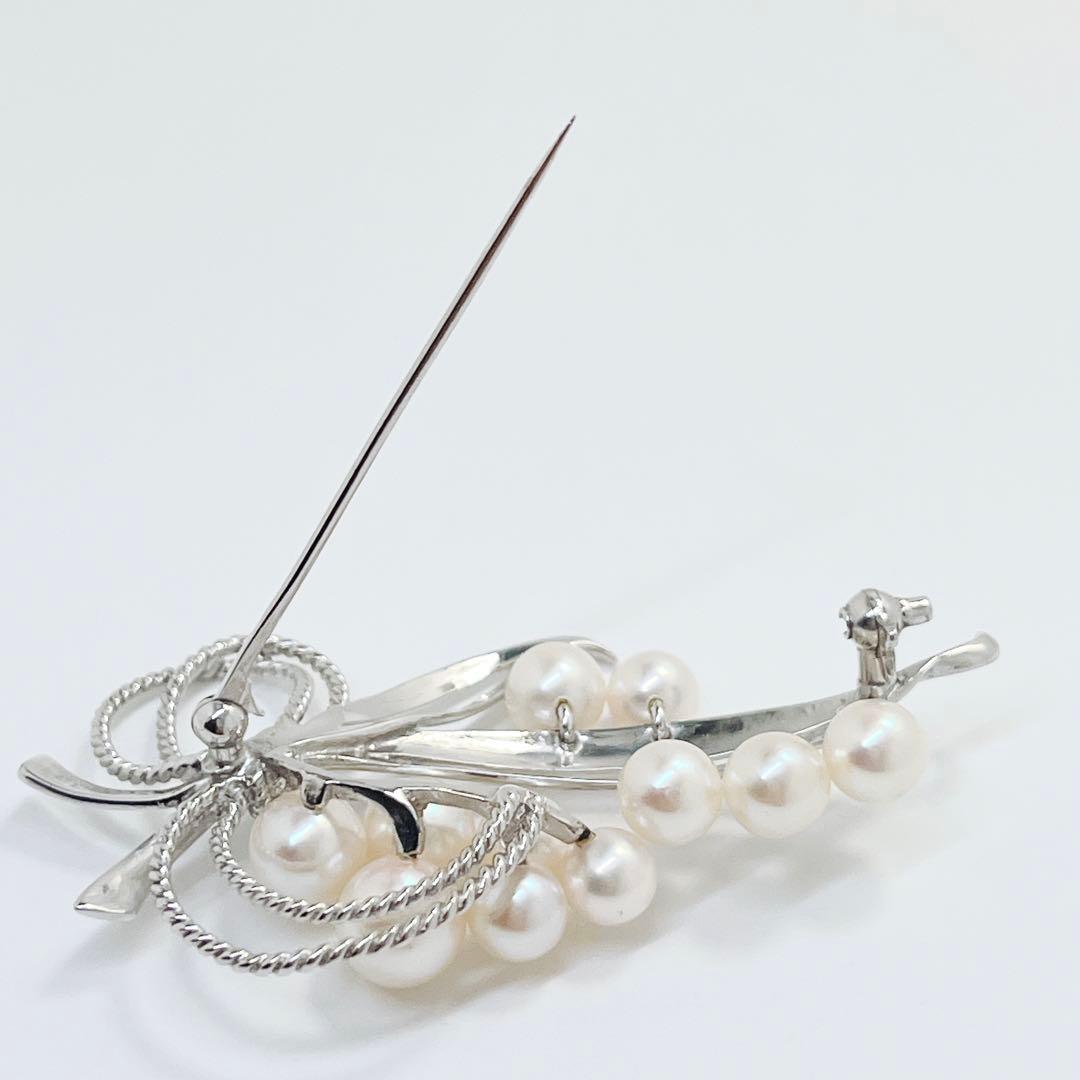 美品✨MIKIMOTO ミキモト パール　11球　ブローチ　コサージュ　リボン