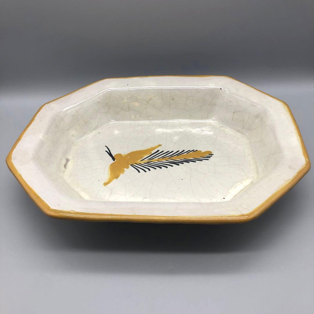 メキシコプエブラタラベラ焼ビンテージ陶器伝統工芸鳥バード八角大皿