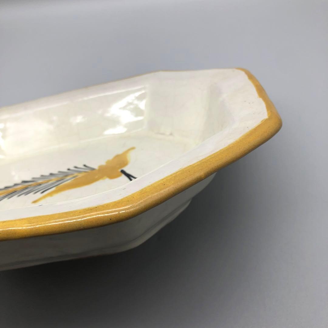 メキシコプエブラタラベラ焼ビンテージ陶器伝統工芸鳥バード八角大皿