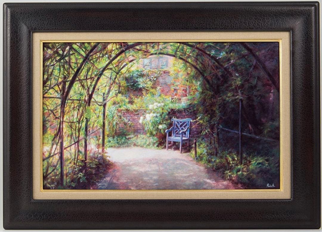 Y338 佐藤泰生 油彩画 「ダリアと百合と薔薇」 ガラス絵 日動画廊取扱 J