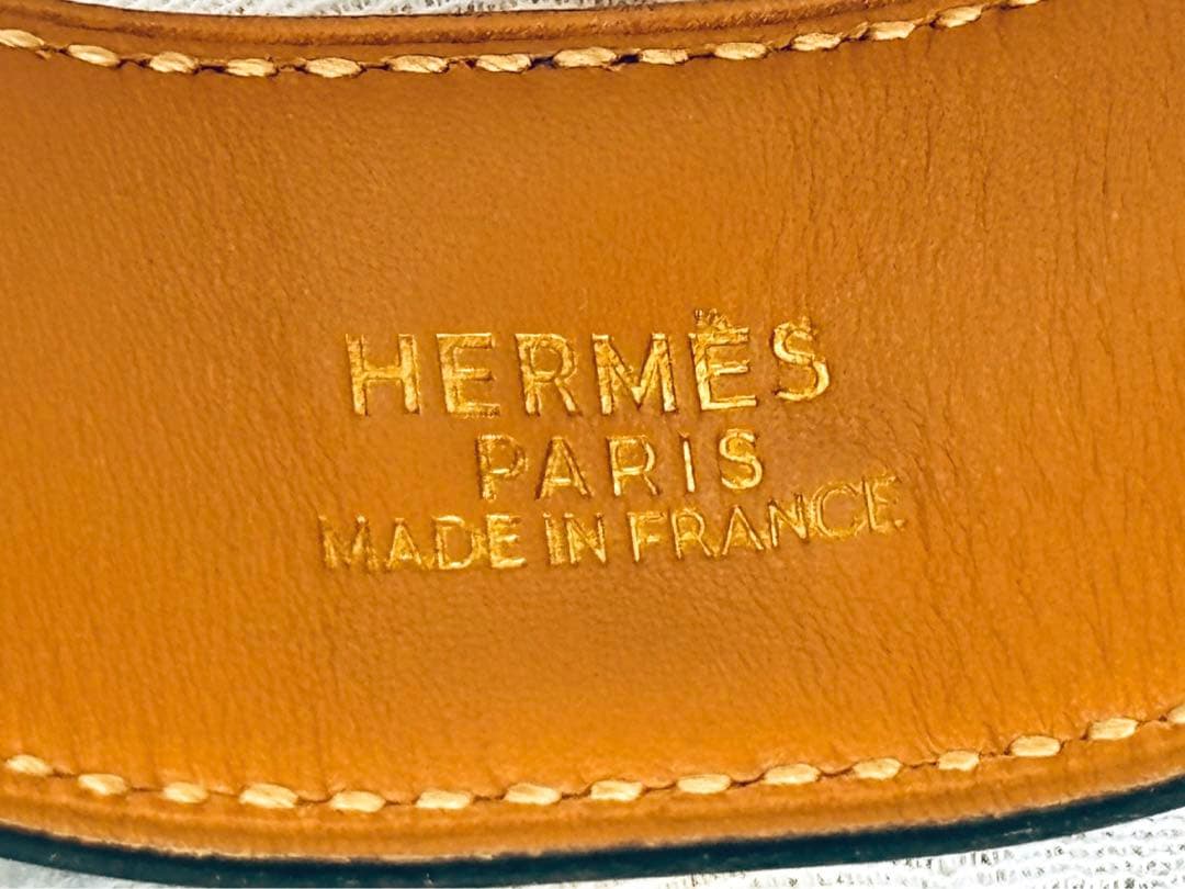 HERMES エルメス レザー スタッズ バングル メドール 青