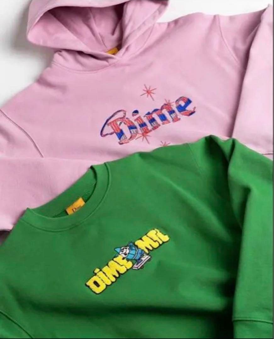 希少】Dime 刺繍ロゴ ピンク パーカー - メルカリ