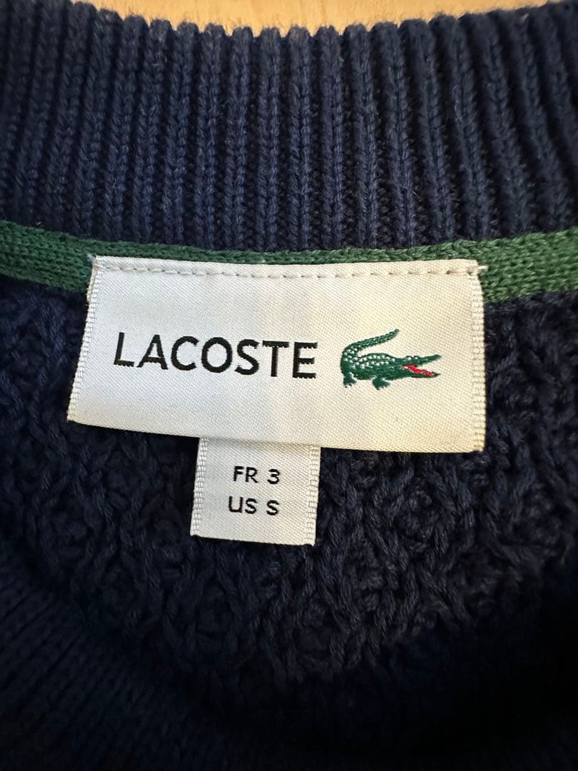 専用 着用2回 LACOSTE ネイビー 編み込みセーター US S - メルカリ