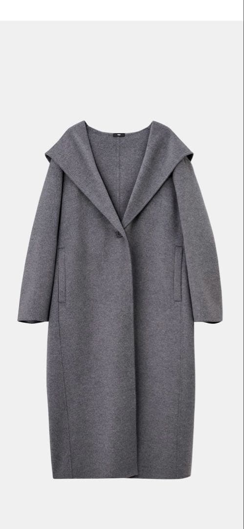 PLST ウールブレンドリバーフーディーロングコート