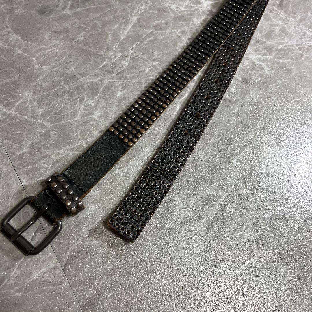 y2k 00s スタッズベルト グランジ レザー　本革　アメカジ　バイカー