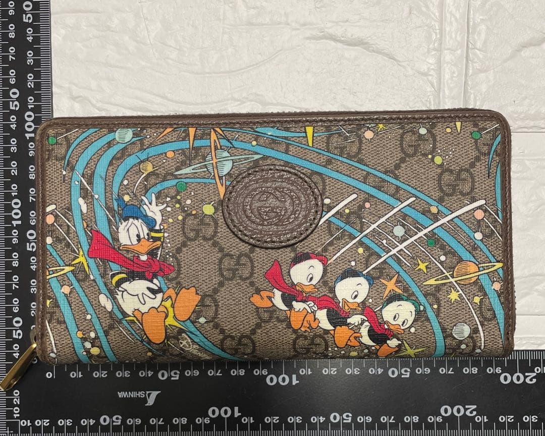 【良品】GUCCI×Disneyコラボ　ラウンドファスナー長財布　GGスプリーム