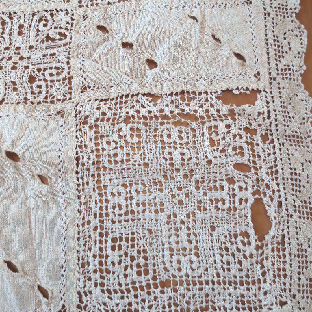 フランスアンティークテーブルクロス　フランスアンティークレース　フランスカーテン