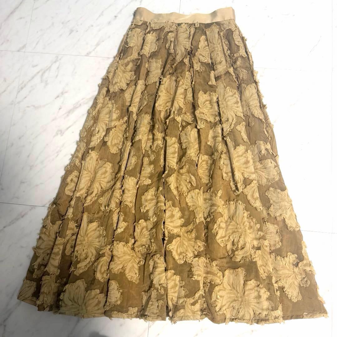 【新品未使用】アニュアンス カット ジャガード ランダム タック スカート