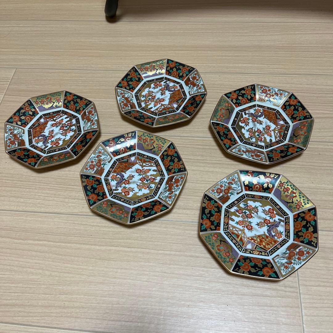 ♧オリジナルW・2種類♤一峰桜中皿♤嵐窯・渦巻青刷毛四角白ウェーブ