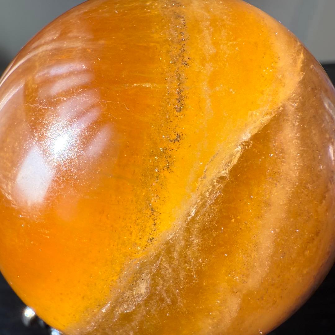 【EMIRU】天然石パイライト共生フローライトのスフィアNO.010701