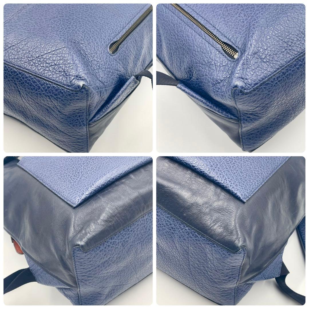 美品 COACH コーチ マンハッタン バックパック 大容量 レザー ネイビー