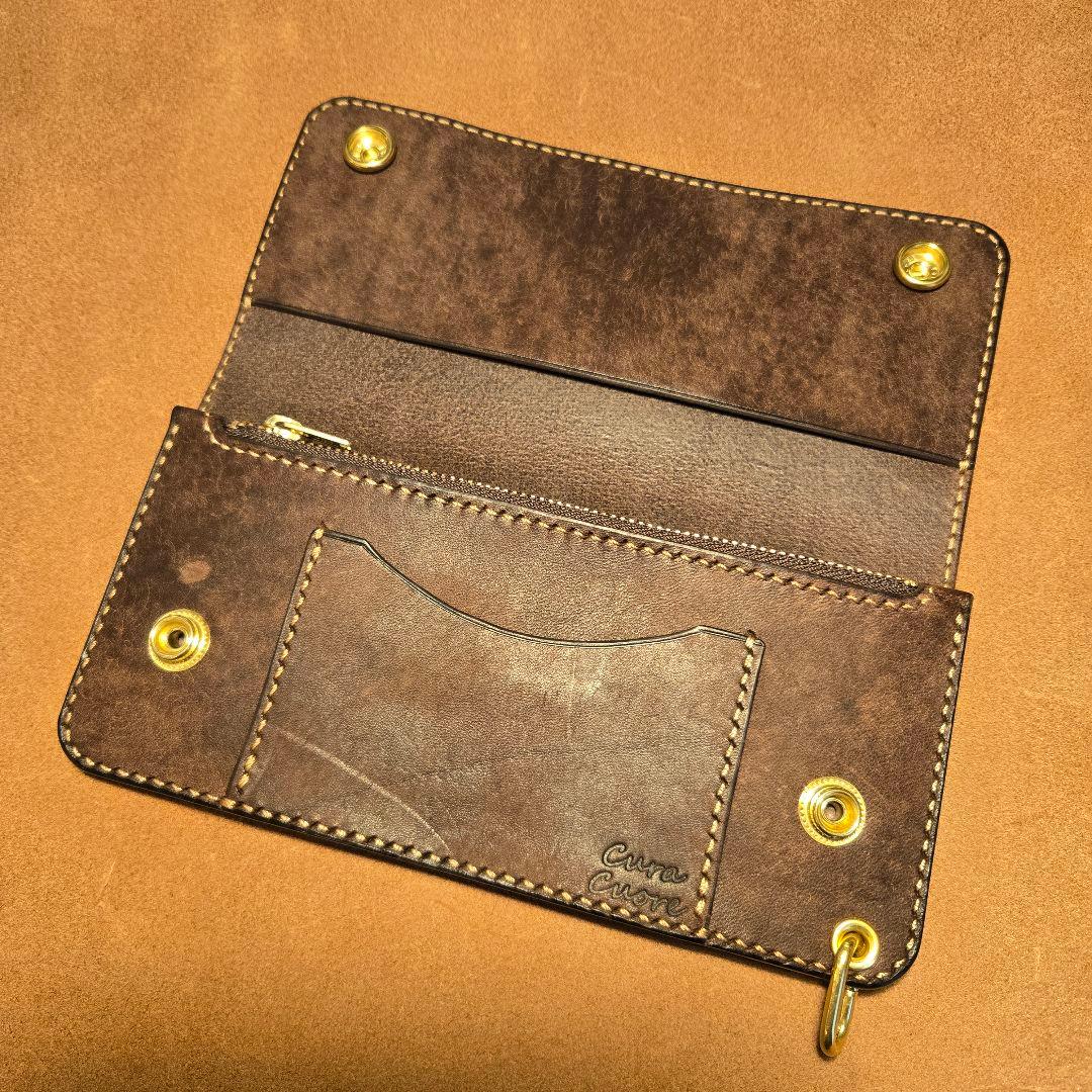 268ロング トラッカーウォレット イタリアンレザーMARGOT【ダークブラウン