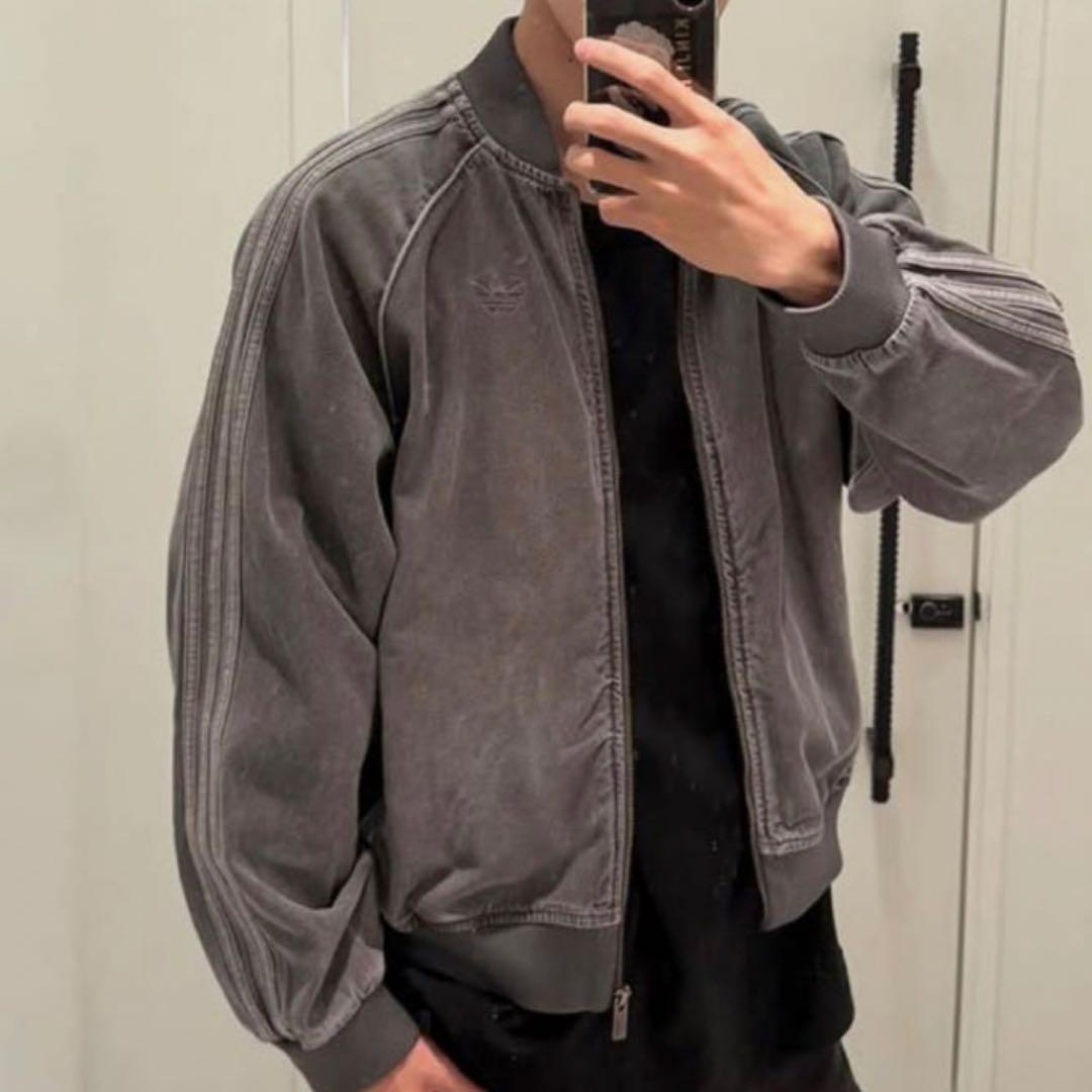 新品L⭐️adidasアディカラー ルーズ デニムブラック ウォッシュ ジャケット