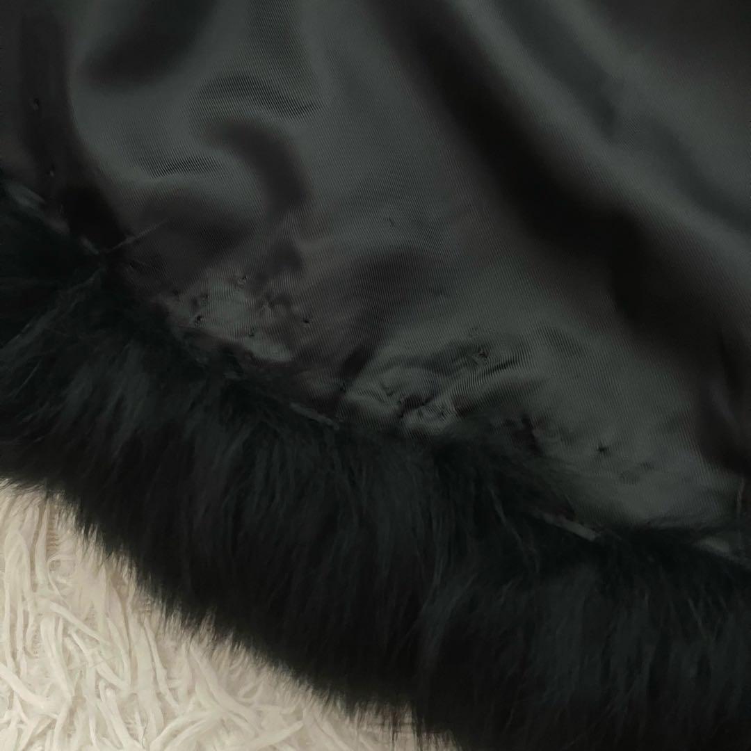 エンチャリオット カシミヤ100% ブルーフォックス ポンチョ ブラック