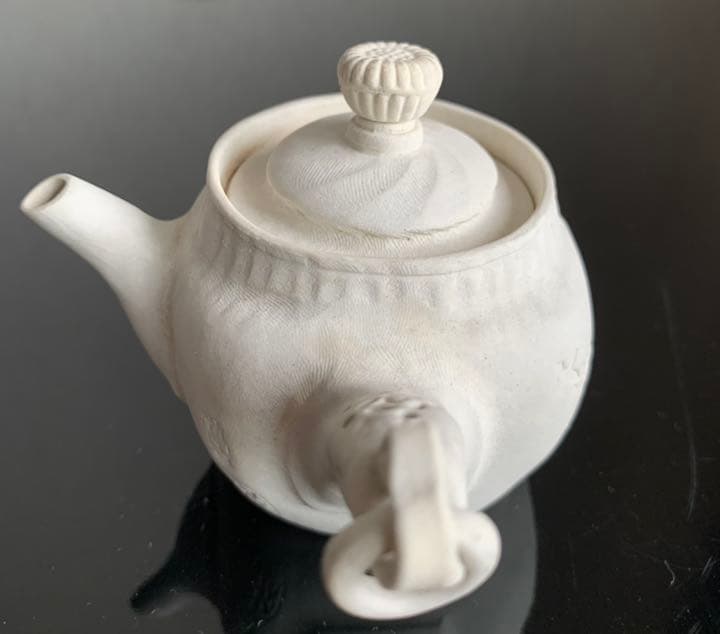 Autumn SALE❗️煎茶道具 萬古焼◇松楽造『環手 茶注』白泥手捻りの