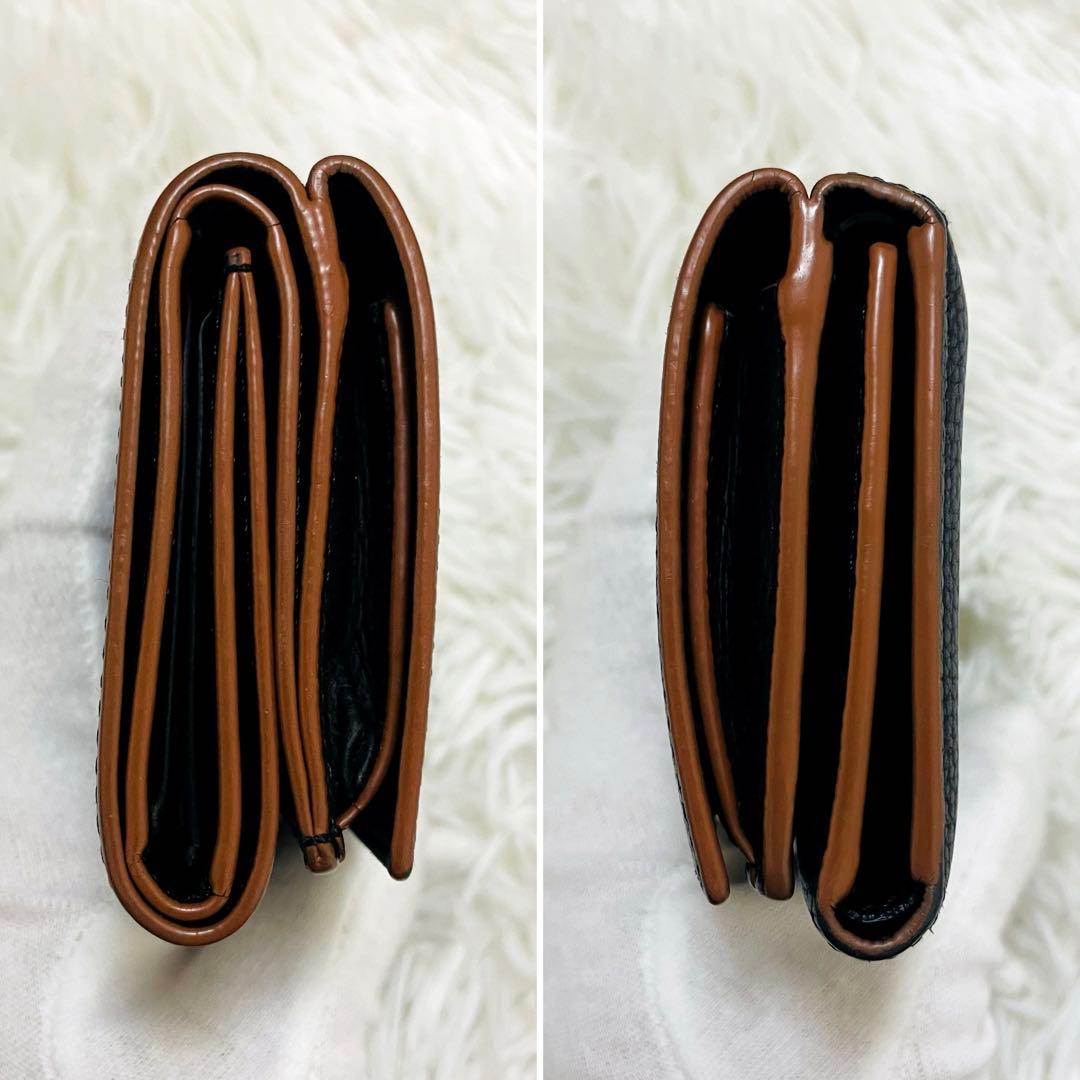 極美✨ロエベ 三つ折り財布 トライフォールド アナグラム レザー ブラック