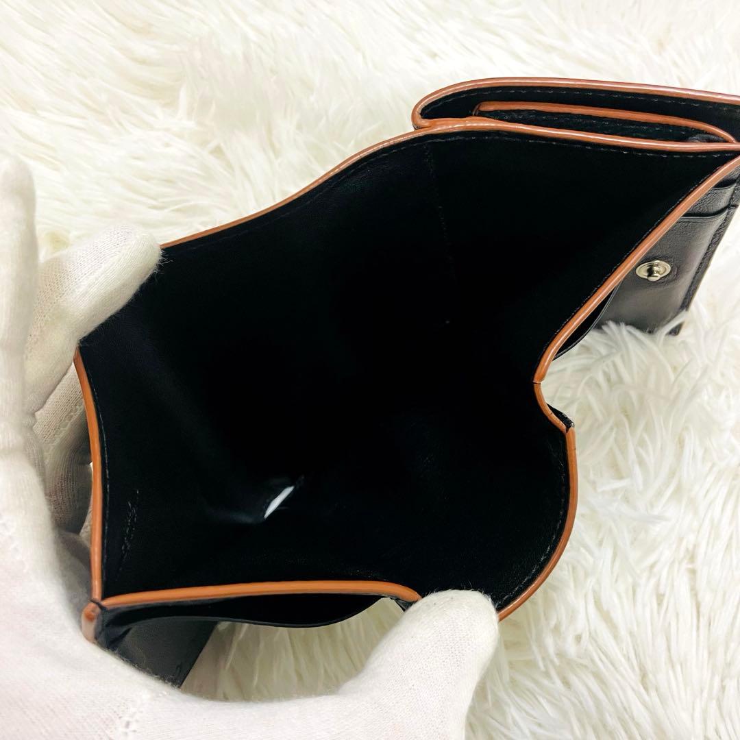極美✨ロエベ 三つ折り財布 トライフォールド アナグラム レザー ブラック