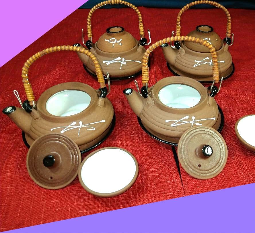 おもてなし♥多目的素焼き土瓶セット♥4組⬛日本酒⬛焼酎⬛土瓶蒸し⬛お茶漬け