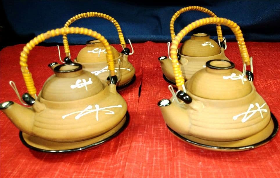 おもてなし♥多目的素焼き土瓶セット♥4組⬛日本酒⬛焼酎⬛土瓶蒸し⬛お茶漬け