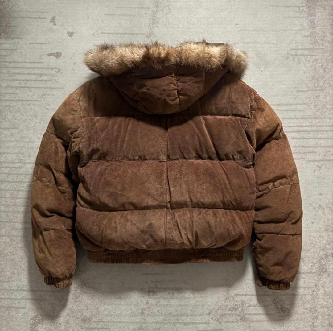 90's オールレザー ダウンJKT ヌプシ 短丈 ボンバージャケット L