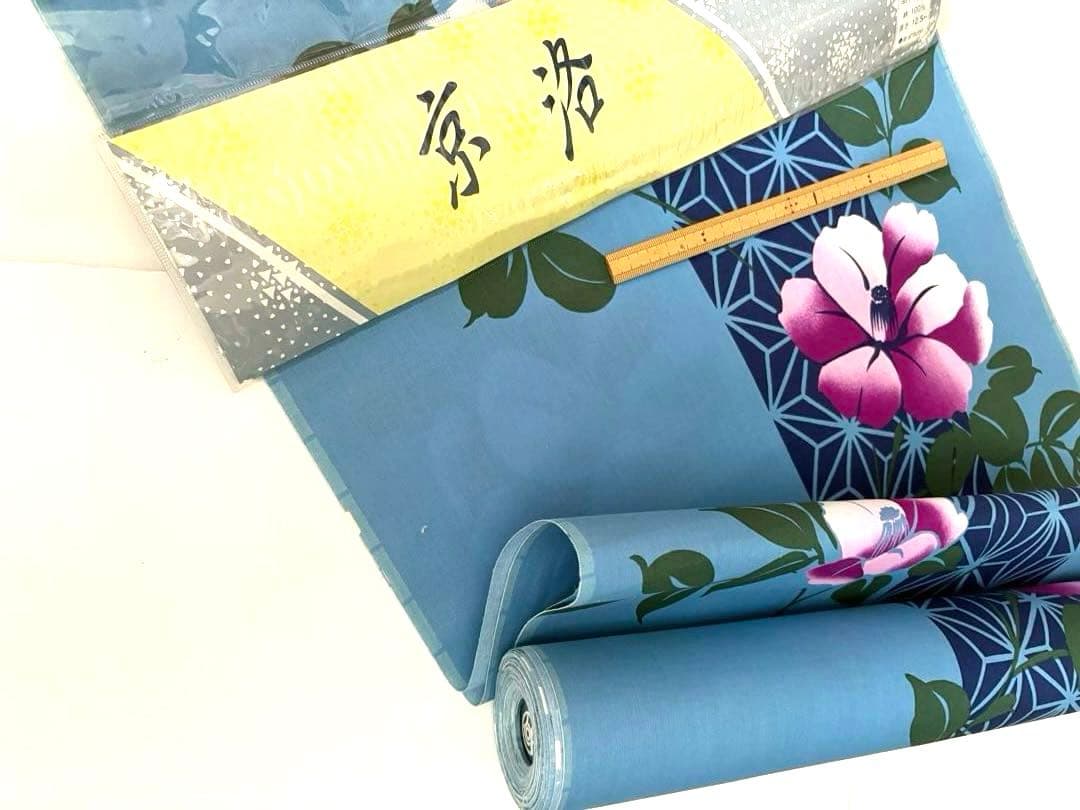 6Y42-12浴衣リメイクワンピース　ハンドメイド　ロング　マキシ　新品反物